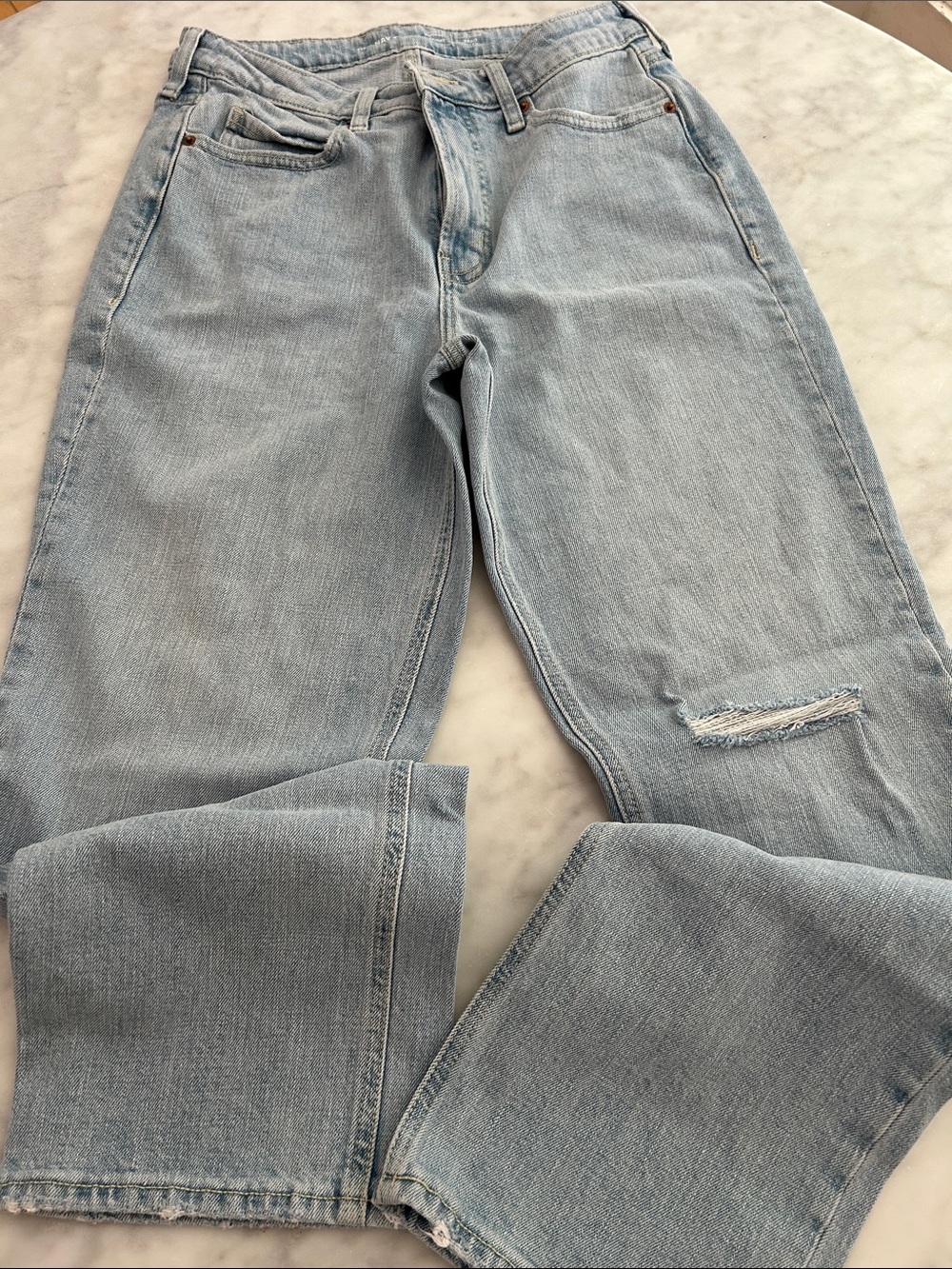 Old Navy Light Blue Extra High Rise Secret Smooth Pockets Straight Leg Jeans